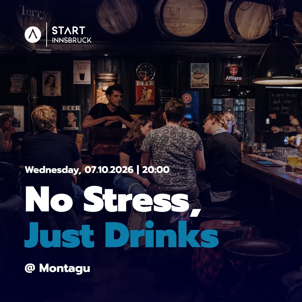 Event poster: No Stress, Just Drinks